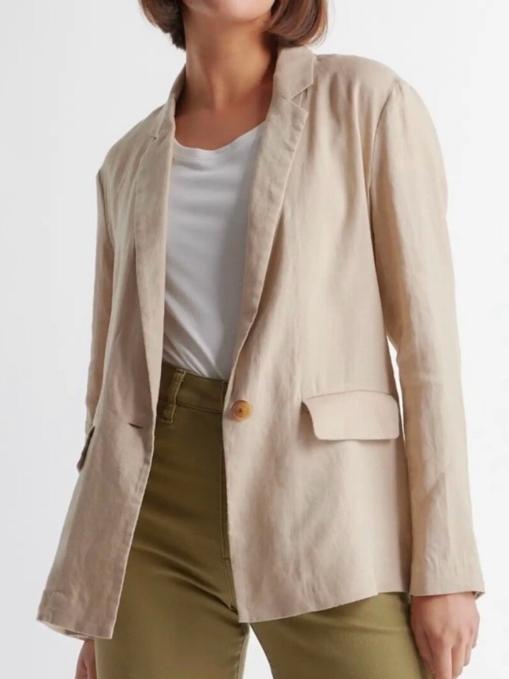 Quince 100% European Linen Blazer Size Medium M Relaxed Driftwood
